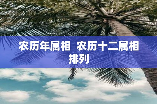农历年属相  农历十二属相排列