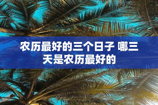 农历最好的三个日子 哪三天是农历最好的