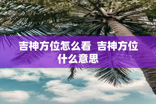 吉神方位怎么看  吉神方位什么意思