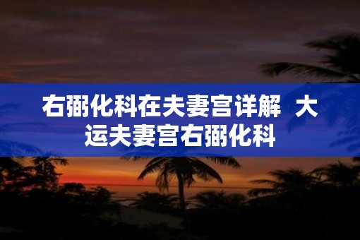 右弼化科在夫妻宫详解  大运夫妻宫右弼化科