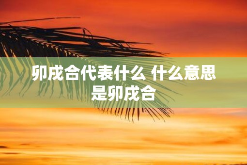 卯戌合代表什么 什么意思是卯戌合