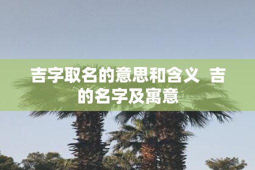 吉字取名的意思和含义  吉的名字及寓意