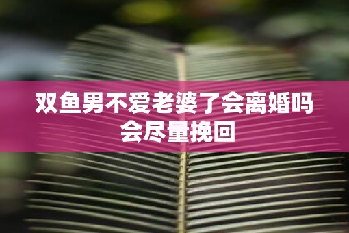 双鱼男不爱老婆了会离婚吗 会尽量挽回