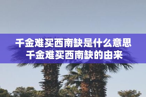 千金难买西南缺是什么意思 千金难买西南缺的由来