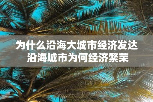 为什么沿海大城市经济发达 沿海城市为何经济繁荣