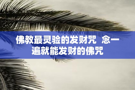 佛教最灵验的发财咒  念一遍就能发财的佛咒