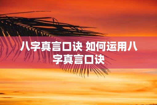 八字真言口诀 如何运用八字真言口诀