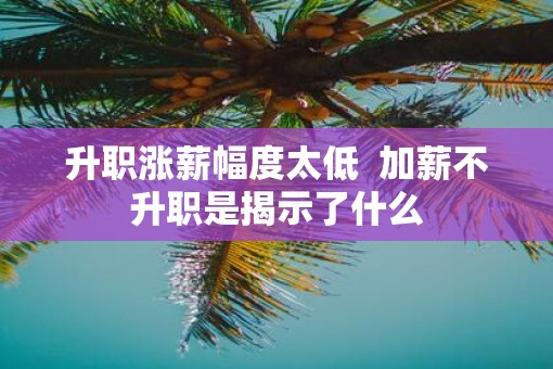 升职涨薪幅度太低  加薪不升职是揭示了什么