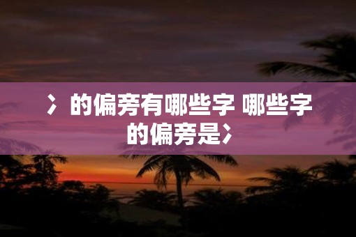 冫的偏旁有哪些字 哪些字的偏旁是冫