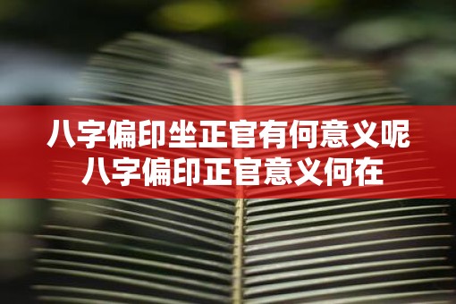 八字偏印坐正官有何意义呢 八字偏印正官意义何在
