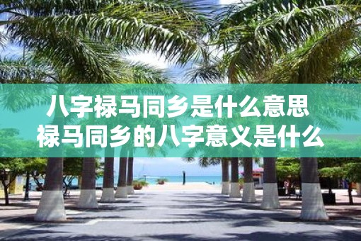 八字禄马同乡是什么意思 禄马同乡的八字意义是什么
