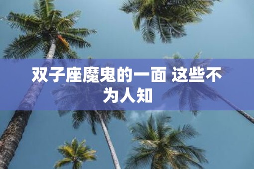 双子座魔鬼的一面 这些不为人知
