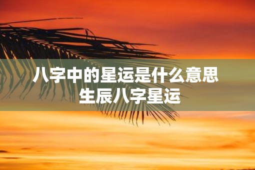 八字中的星运是什么意思  生辰八字星运
