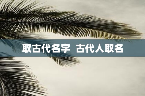 取古代名字  古代人取名