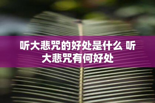 听大悲咒的好处是什么 听大悲咒有何好处