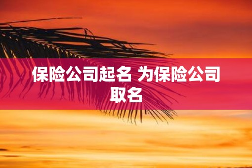 保险公司起名 为保险公司取名
