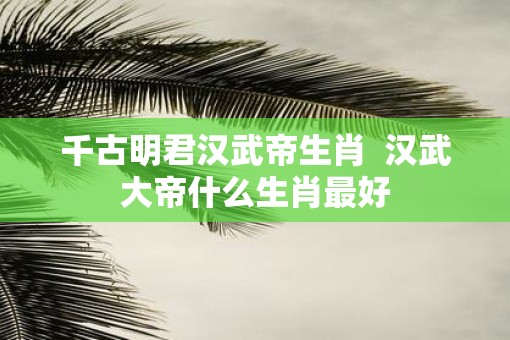 千古明君汉武帝生肖  汉武大帝什么生肖最好