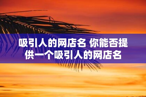 吸引人的网店名 你能否提供一个吸引人的网店名