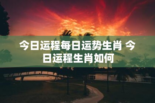今日运程每日运势生肖 今日运程生肖如何