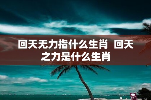 回天无力指什么生肖  回天之力是什么生肖