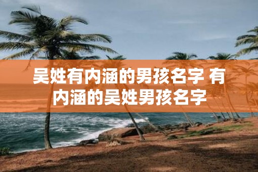 吴姓有内涵的男孩名字 有内涵的吴姓男孩名字