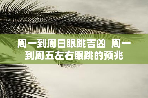 周一到周日眼跳吉凶  周一到周五左右眼跳的预兆