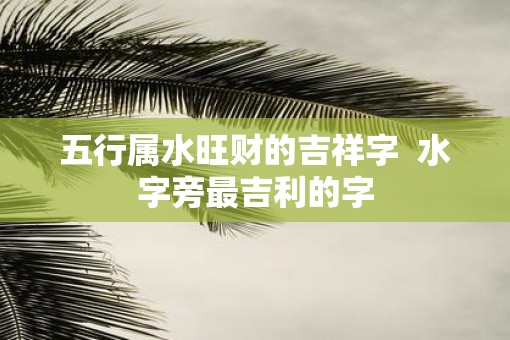 五行属水旺财的吉祥字  水字旁最吉利的字