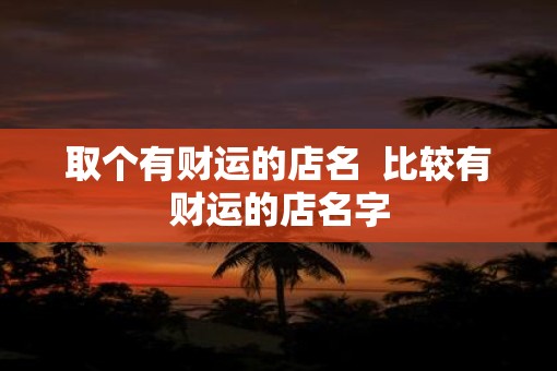 取个有财运的店名  比较有财运的店名字