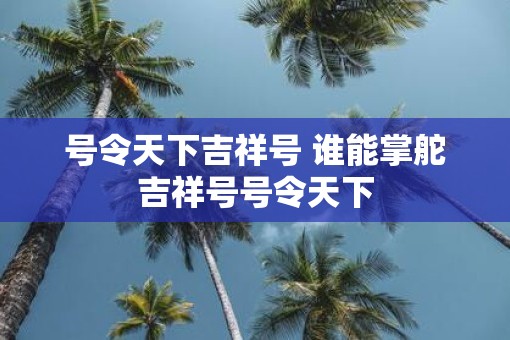 号令天下吉祥号 谁能掌舵吉祥号号令天下
