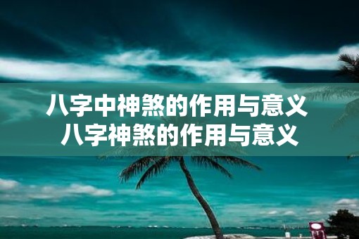 八字中神煞的作用与意义 八字神煞的作用与意义