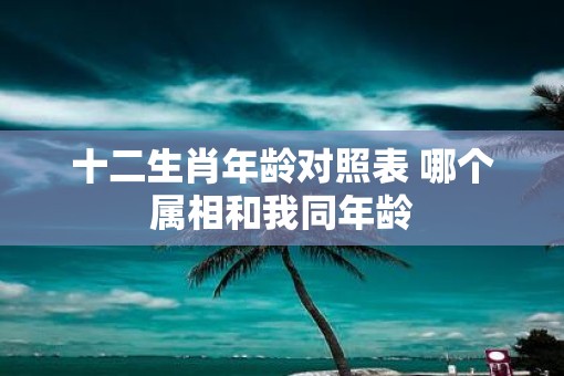 十二生肖年龄对照表 哪个属相和我同年龄