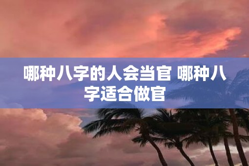 哪种八字的人会当官 哪种八字适合做官