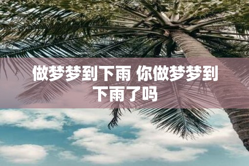 做梦梦到下雨 你做梦梦到下雨了吗