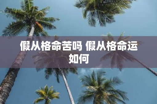 假从格命苦吗 假从格命运如何