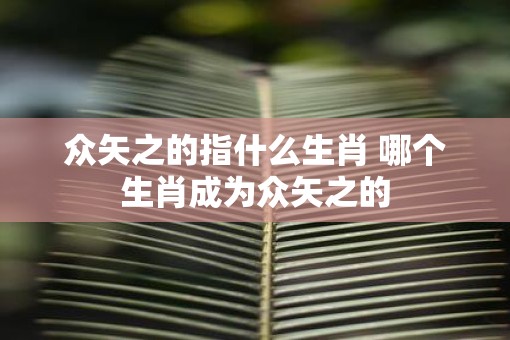 众矢之的指什么生肖 哪个生肖成为众矢之的