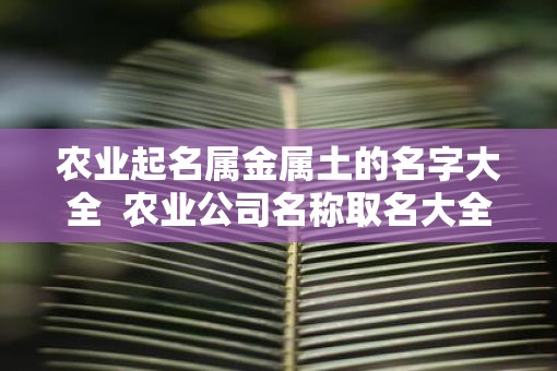 农业起名属金属土的名字大全  农业公司名称取名大全