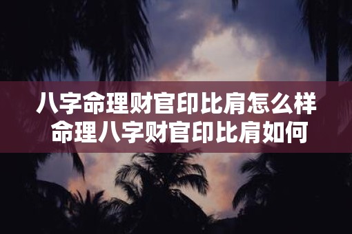 八字命理财官印比肩怎么样 命理八字财官印比肩如何