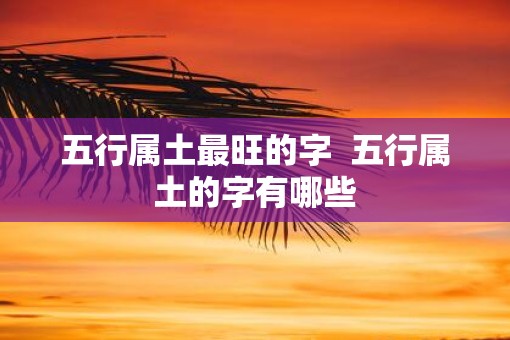 五行属土最旺的字  五行属土的字有哪些