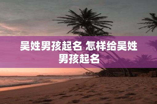 吴姓男孩起名 怎样给吴姓男孩起名