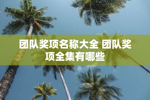 团队奖项名称大全 团队奖项全集有哪些