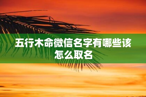 五行木命微信名字有哪些该怎么取名