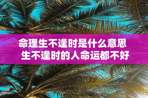 命理生不逢时是什么意思  生不逢时的人命运都不好