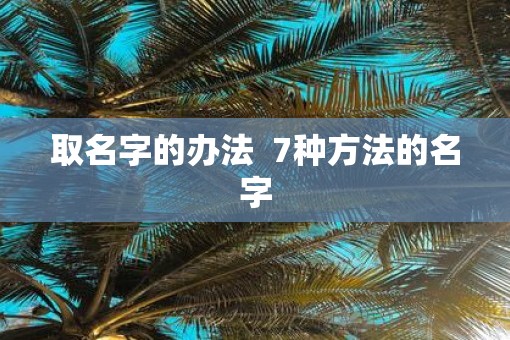 取名字的办法  7种方法的名字