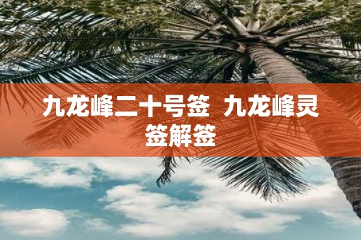 九龙峰二十号签  九龙峰灵签解签