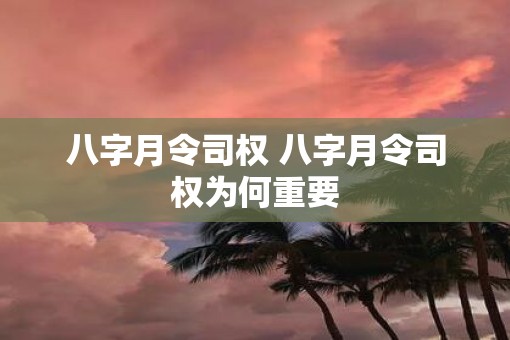 八字月令司权 八字月令司权为何重要