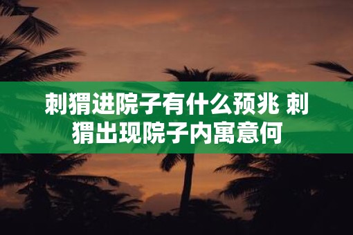刺猬进院子有什么预兆 刺猬出现院子内寓意何