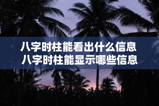 八字时柱能看出什么信息 八字时柱能显示哪些信息