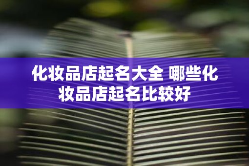 化妆品店起名大全 哪些化妆品店起名比较好