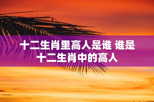 十二生肖里高人是谁 谁是十二生肖中的高人