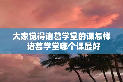 大家觉得诸葛学堂的课怎样  诸葛学堂哪个课最好